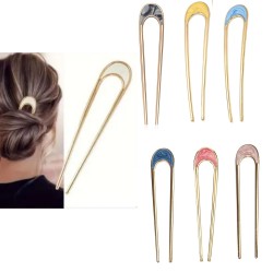 6 - PC coloured U shaped Metal Hair Stick, Antique U-shaped Stick, Everyday U-shaped Hair Bun stick | Hair accessories