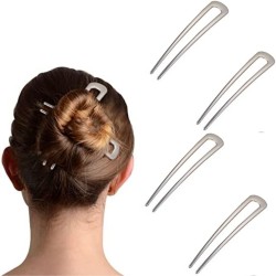 4 - PC Silver colour U Shaped Hair Pins, Metal Hair Fork, Vintage Hair Sticks, Hair Pins for Buns for women &girls.