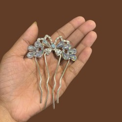 Rhinestone Crystal French U Shaped Hairpins Hair Clips Women Metal Forks Hair Styling Flower Hair Pins Bridal Hair Pieces Headwear Colorful Beads Wedding Headpiece Hair Dress Crystal Hair Accessories for women & Girls