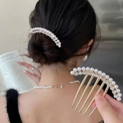 Rhinestone Pearl Hair Comb Teeth Hair Accessories Insert Comb Hair Arrangement Hair Side Combs French Pearl Wedding Bun Pin | Bun For Women Girls