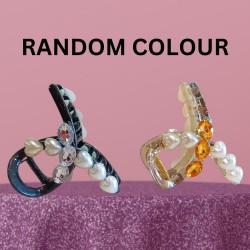 2-PC-Random Sweet Hair Claw Cross Shape Shinning Hair Clip For Woman Long For Woman & Girls
