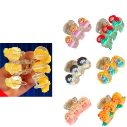 6-Pc-Random Cute Cartoon Character Hair Claw Mini Barrettes Korea Kids Girls Hair Clips Acrylic Lovely Headwear Fashion Hair Accessories