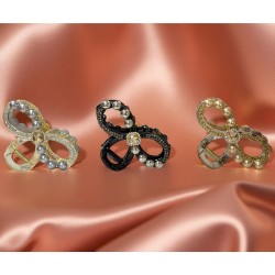 2-Pc RANDOM Colour Elegant Pearl & Crystal Hair Claw clip adorned with shimmering crystals and lustrous pearls perfect for touch glamour hairstyles or special occasions For Girls And Women