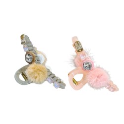 2-Pc RANDOM Colour Korean Hair Accessories Autumn And Winter Plush Hair Claw Simple Plush Grab Rhindiamonds Pearl Clip High Ponytai Trending Hair accessories Hair Clutcher for women and Girls